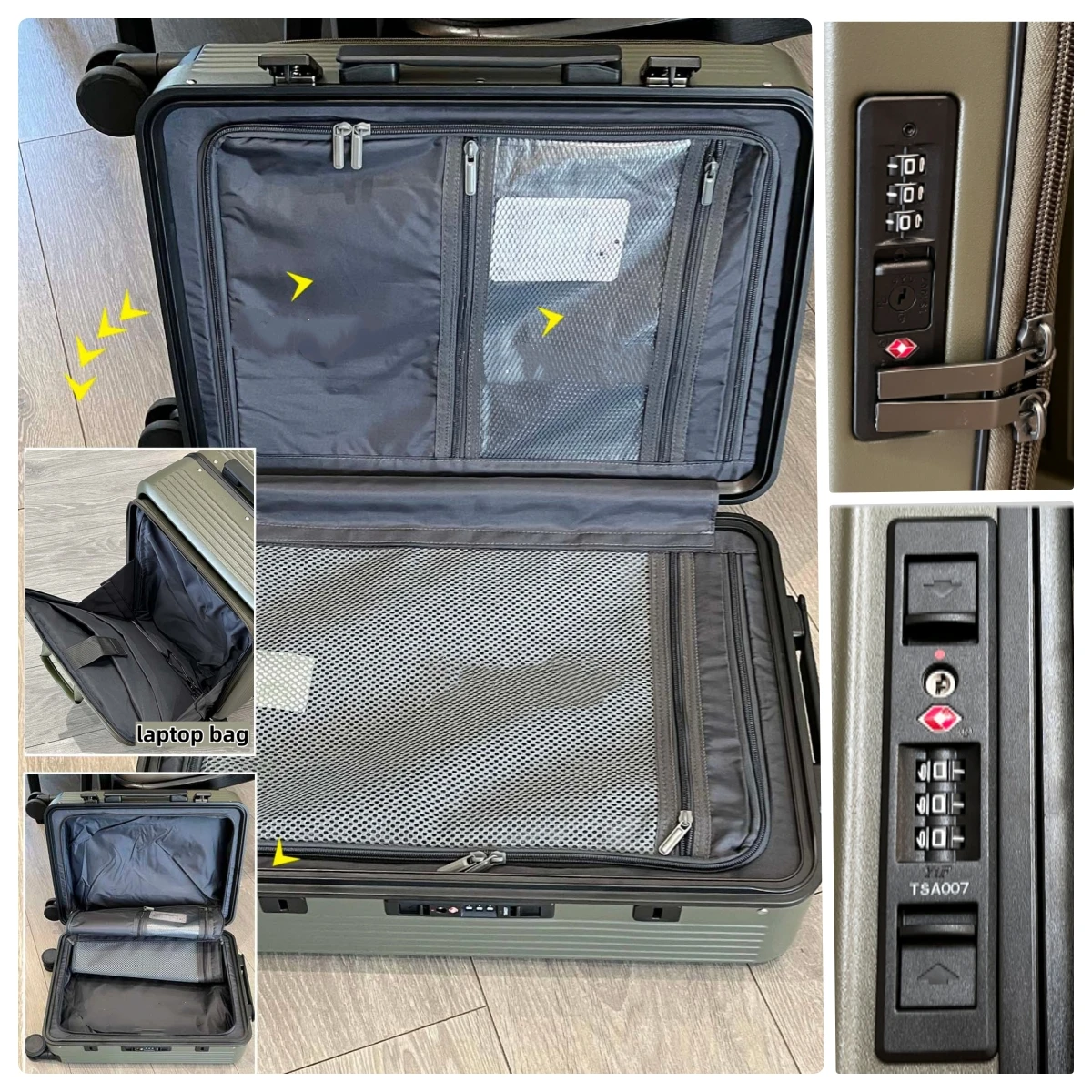 2-in-1 Suitcase Detachable Bac - Aluminum Frame Carry On Luggage ulasan dan harga