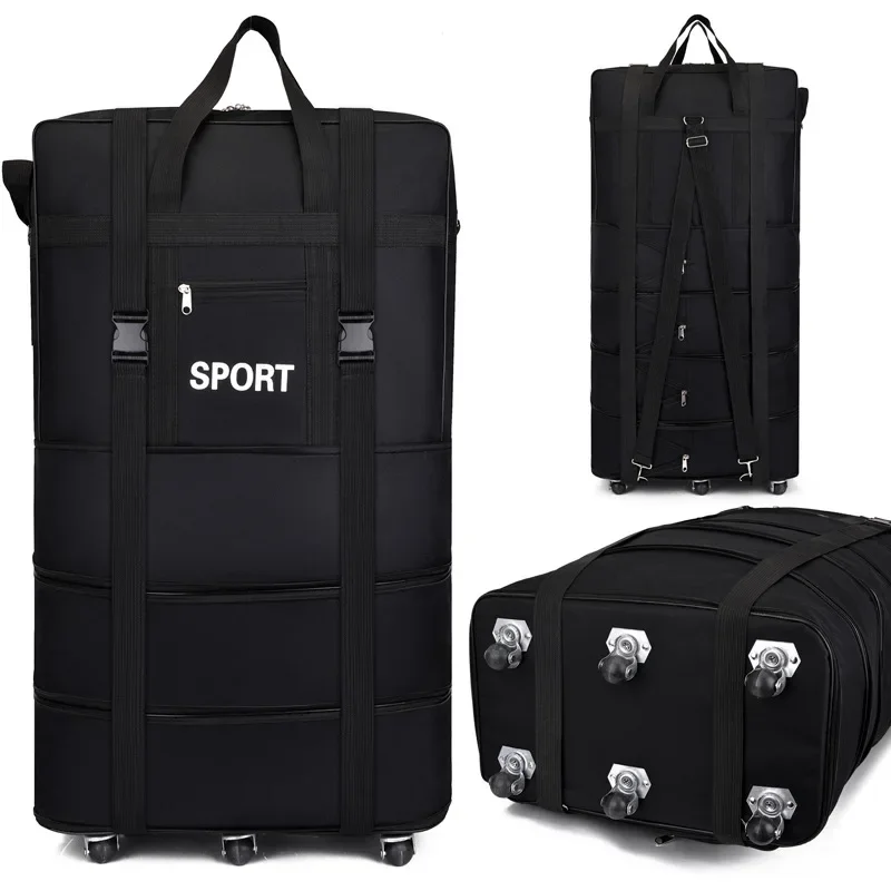 Plus Airline Checked Bag Oxfor - Foldable Rolling Luggage Bag ulasan dan harga